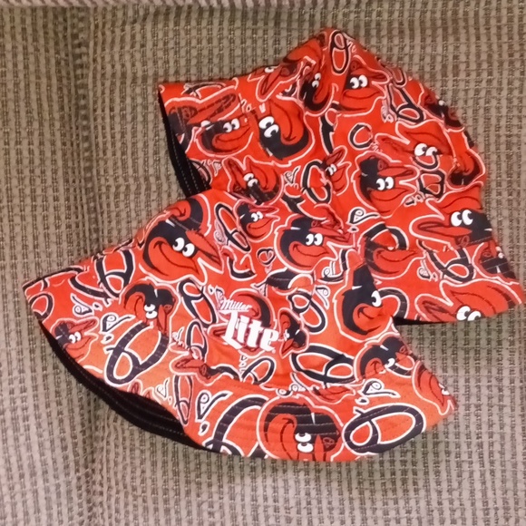 🆕Baltimore Orioles Baseball Miller Lite Bucket Hat Orange & Black Set of 2 Hats - Picture 8 of 12